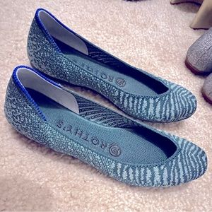 Rothy’s Mermaid Green Glitter Flats Comfort Luxe Rare